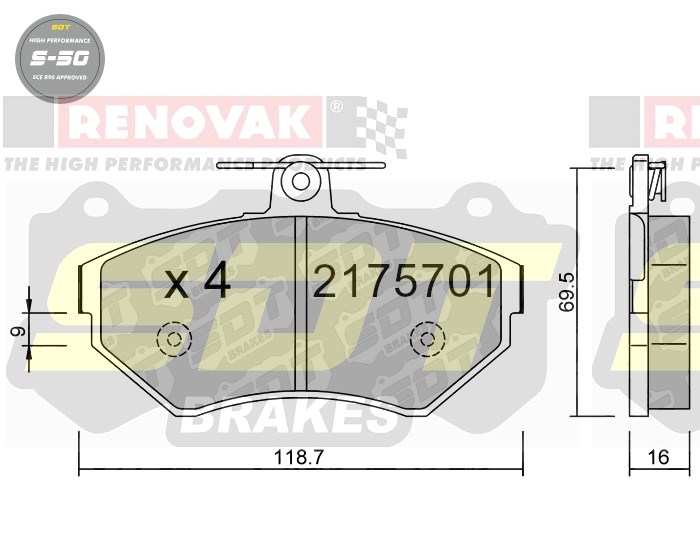 Sportovní brzdové destičky SDT Brakes S50/S50+/S50C  2175701