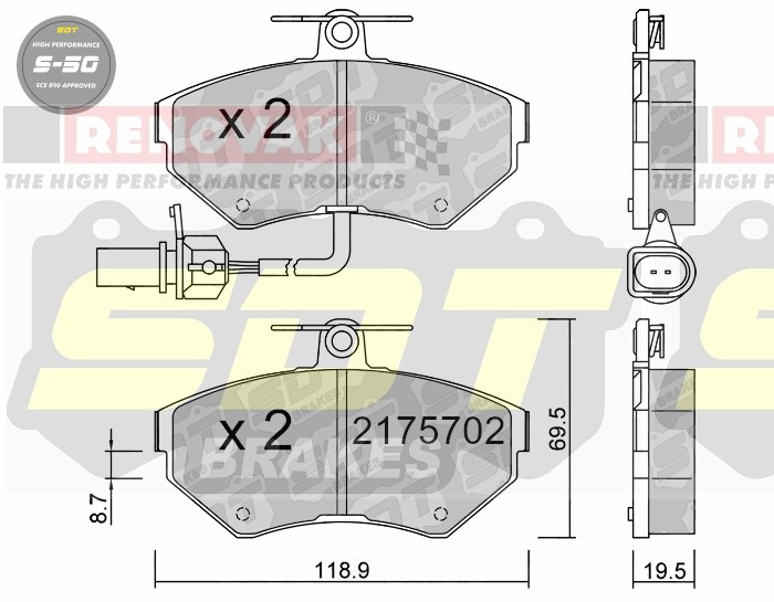 Sportovní brzdové destičky SDT Brakes S50/S50+/S50C  2175702