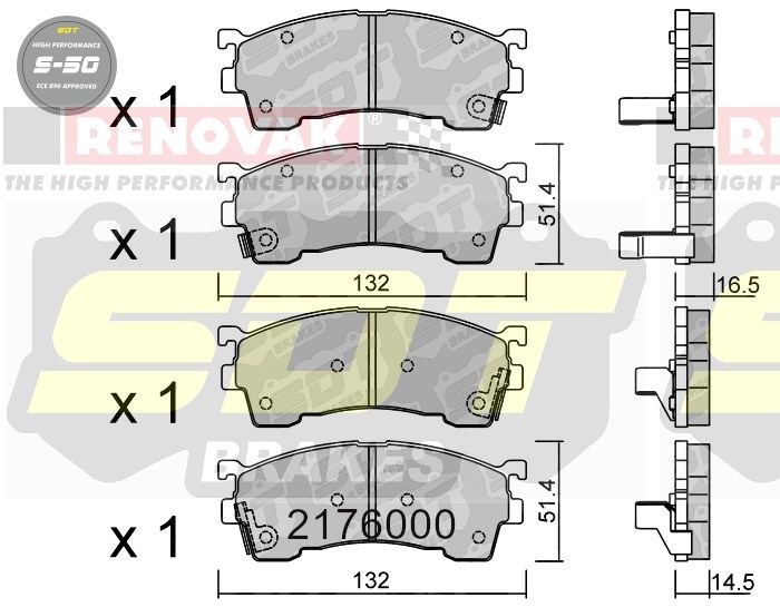 Sportovní brzdové destičky SDT Brakes S50/S50+/S50C  2176000