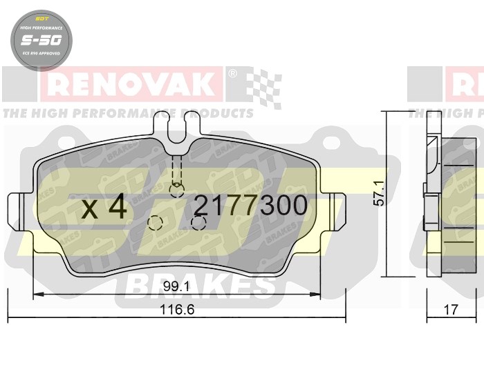 Sportovní brzdové destičky SDT Brakes S50/S50+/S50C  2177300