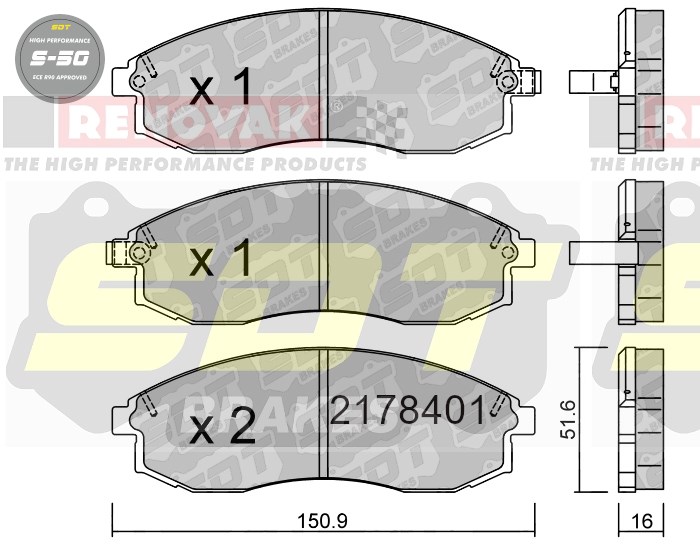Sportovní brzdové destičky SDT Brakes S50/S50+/S50C  2178401
