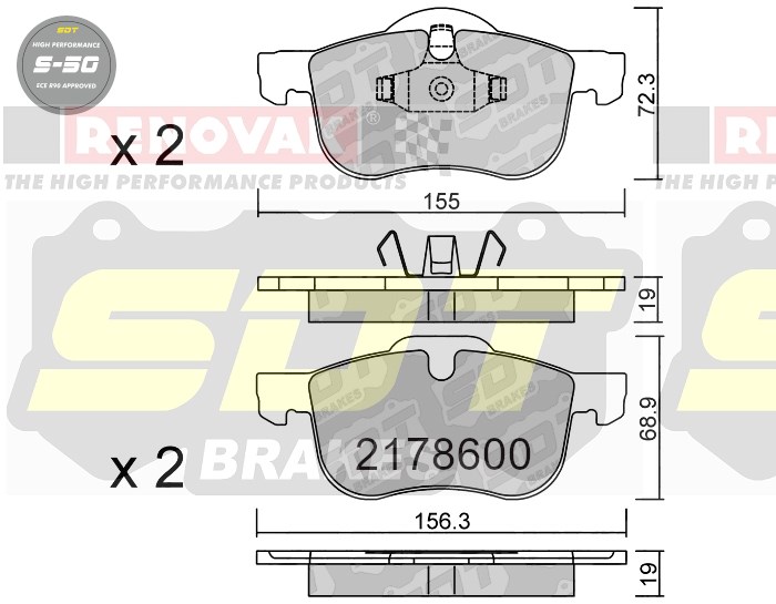 Sportovní brzdové destičky SDT Brakes S50/S50+/S50C  2178600