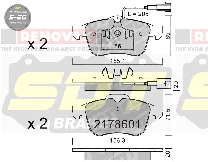 Sportovní brzdové destičky SDT Brakes S50/S50+/S50C  2178601