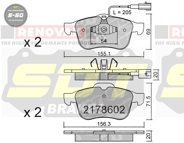 Sportovní brzdové destičky SDT Brakes S50/S50+/S50C  2178602