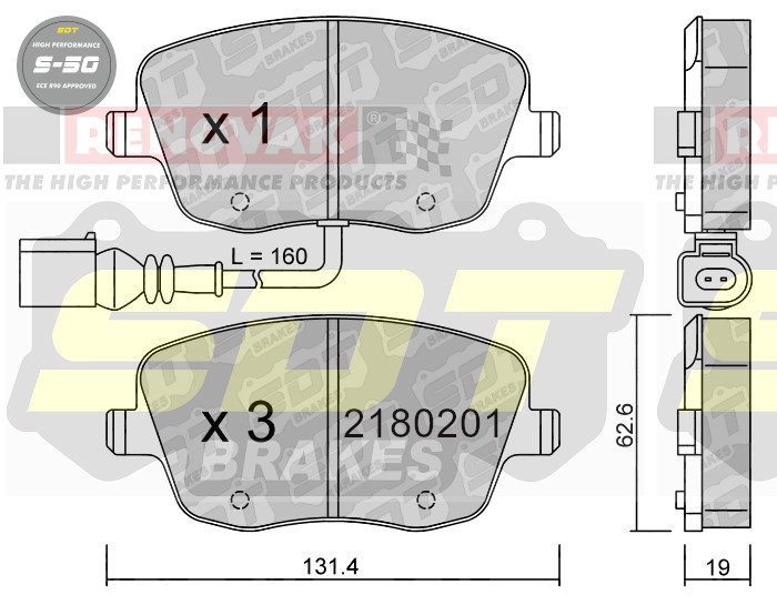 Sportovní brzdové destičky SDT Brakes S50/S50+/S50C  2180201