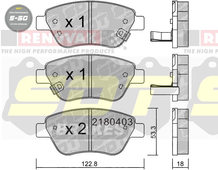 Sportovní brzdové destičky SDT Brakes S50/S50+/S50C  2180403