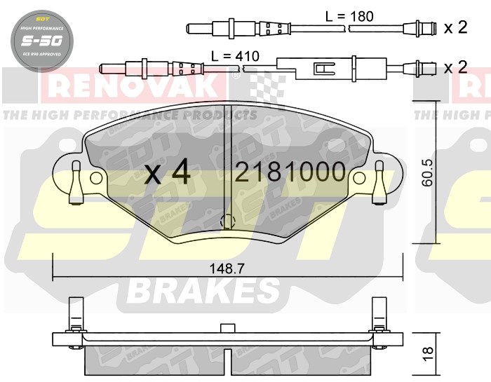 Sportovní brzdové destičky SDT Brakes S50/S50+/S50C  2181000