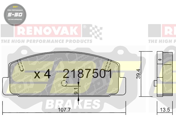 Sportovní brzdové destičky SDT Brakes S50/S50+/S50C  2187501