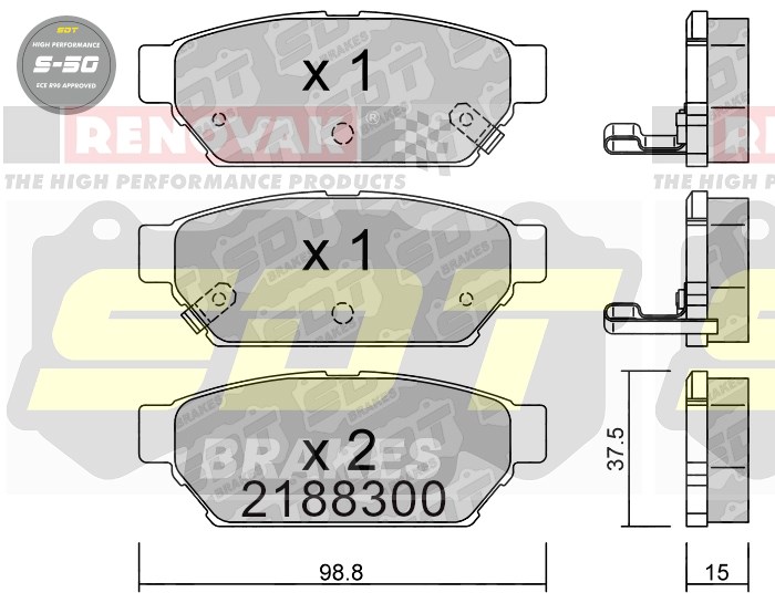 Sportovní brzdové destičky SDT Brakes S50/S50+/S50C  2188300