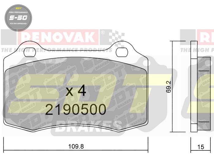 Sportovní brzdové destičky SDT Brakes S50/S50+/S50C  2190500