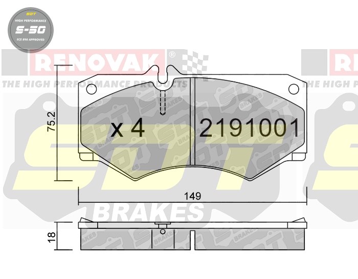 Sportovní brzdové destičky SDT Brakes S50/S50+/S50C  2191001
