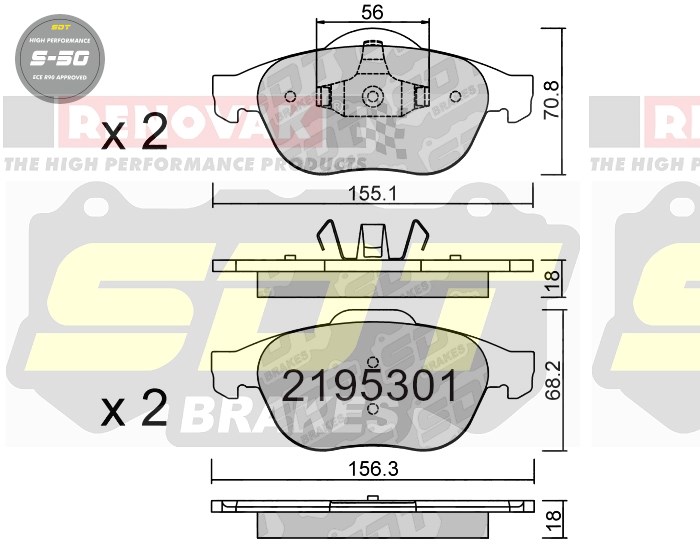 Sportovní brzdové destičky SDT Brakes S50/S50+/S50C  2195301