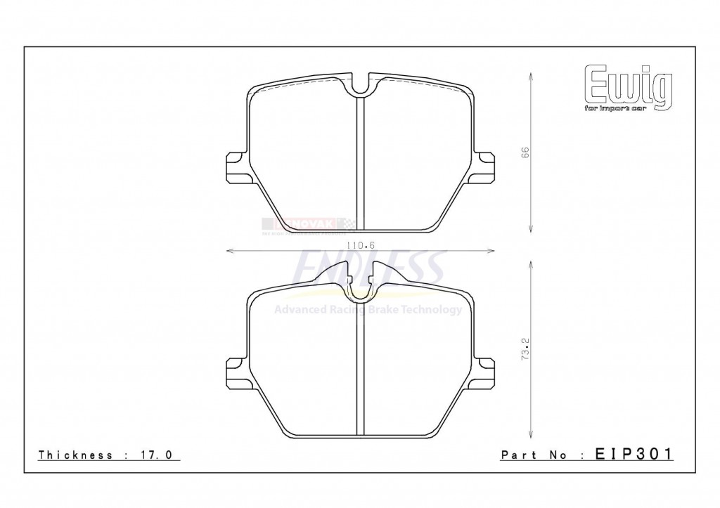 brzdové destičky / brake pads Endless EIP301TRZS BMW G20, G30 M Sports,  zadní