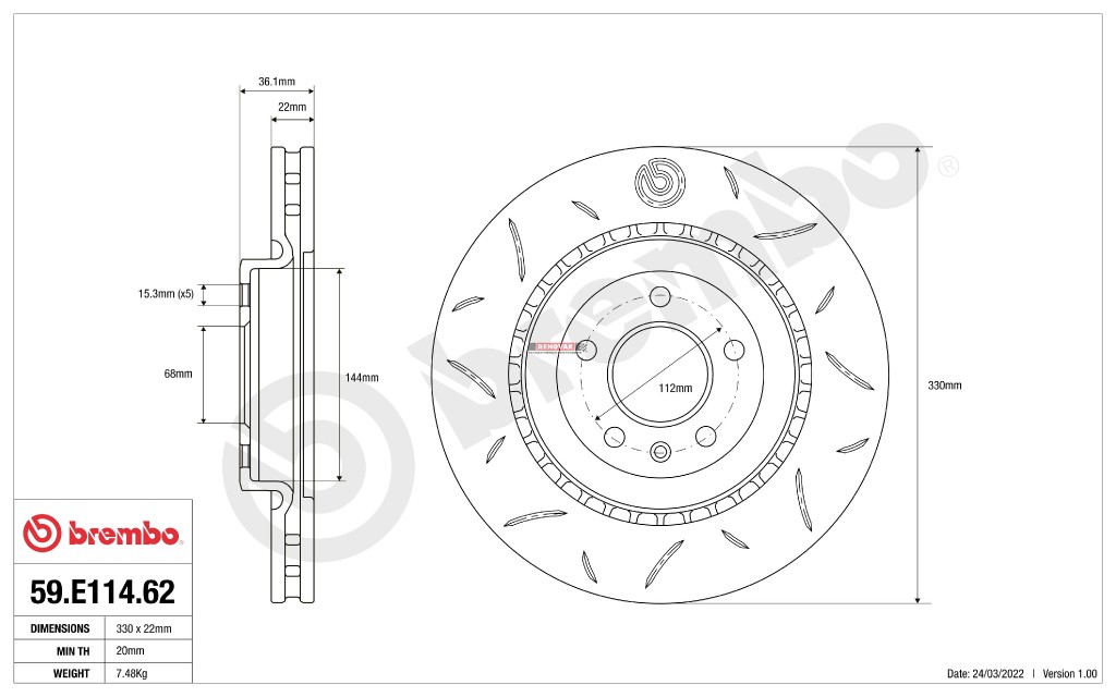 Sportovní brzdové kotouče Brembo TY3 59.E114.62