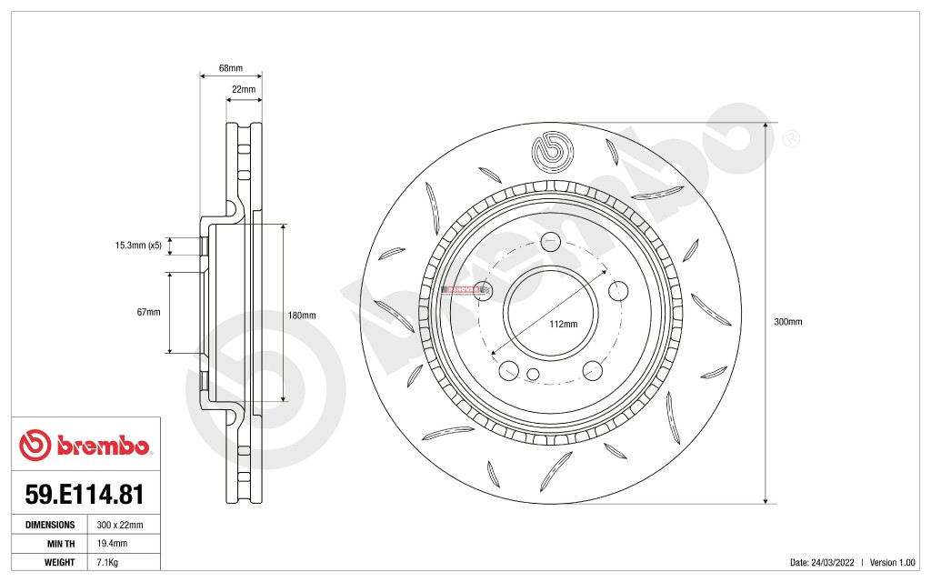 Sportovní brzdové kotouče Brembo TY3 59.E114.81