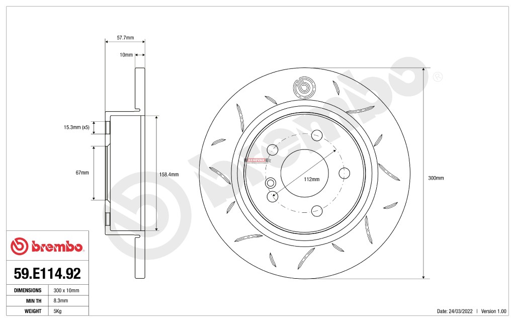 Sportovní brzdové kotouče Brembo TY3 59.E114.92