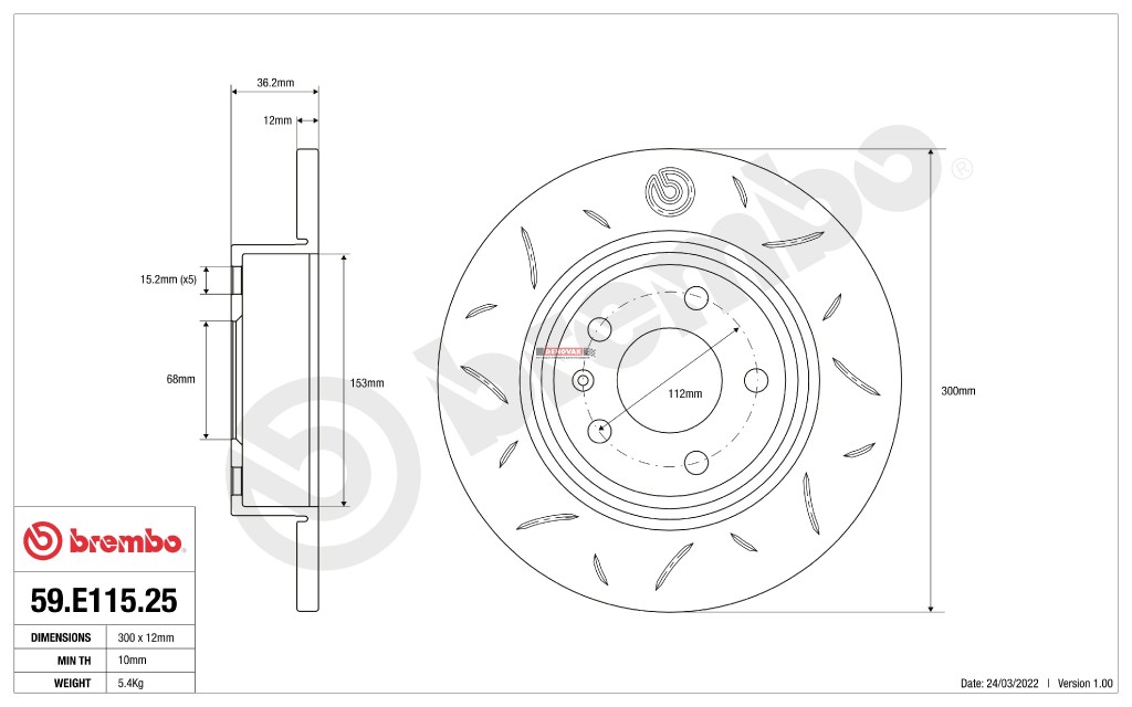 Sportovní brzdové kotouče Brembo TY3 59.E115.25