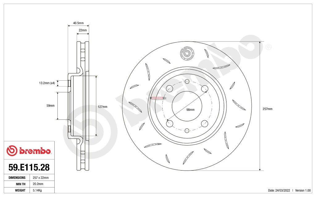 Sportovní brzdové kotouče Brembo TY3 59.E115.28