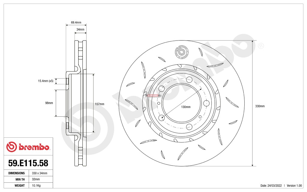 Sportovní brzdové kotouče Brembo TY3 59.E115.58