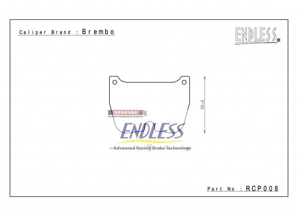 brzdové destičky / brake pads Endless RCP008N35S pro brzdové třmeny / for brake calipers Brembo X93.41.21/24, 20mm, 8 pot