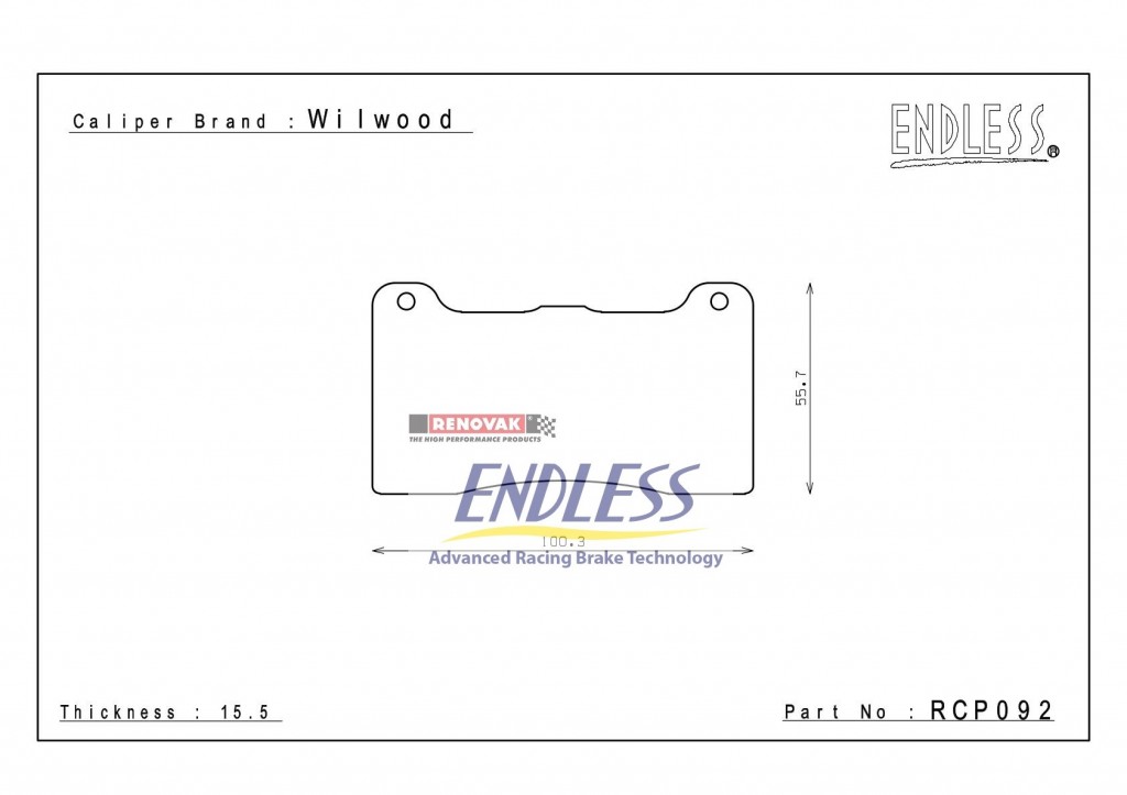 brzdové destičky / brake pads Endless RCP092N35S pro brzdové třmeny / for brake calipers Wilwood Wilwood DynaPro, 15,2mm, 4 pot