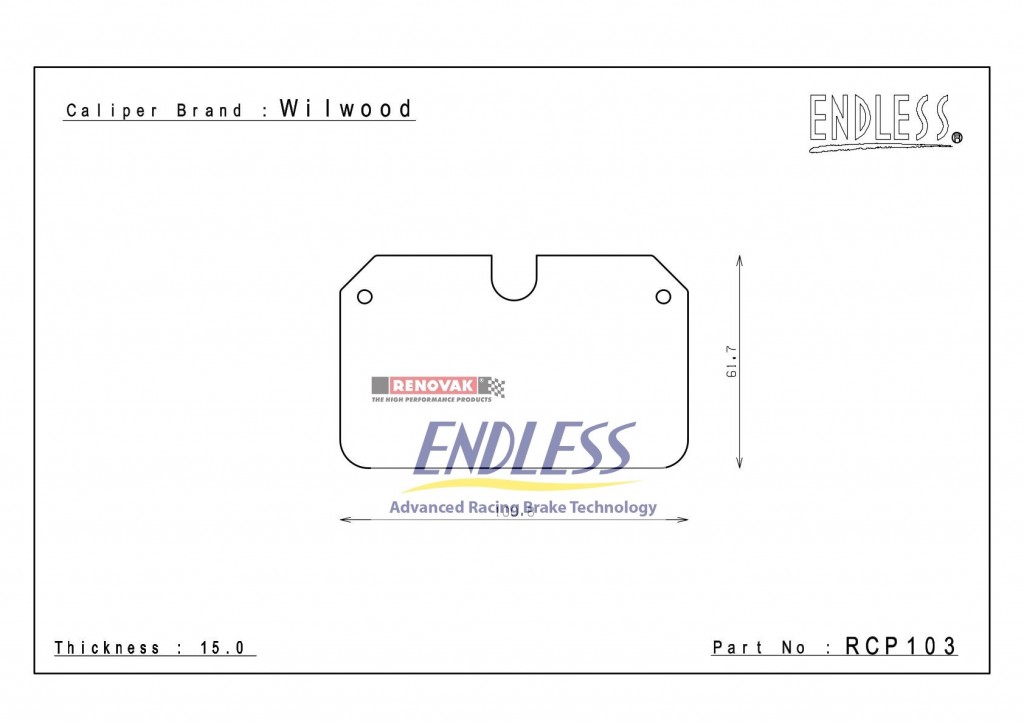 brzdové destičky / brake pads Endless RCP103N35S pro brzdové třmeny / for brake calipers Wilwood , 15mm, 4 pot