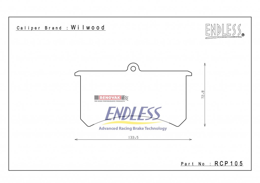 brzdové destičky / brake pads Endless RCP105N35S pro brzdové třmeny / for brake calipers Wilwood Wilwood SL, Superlite, 20,3mm, 4 pot