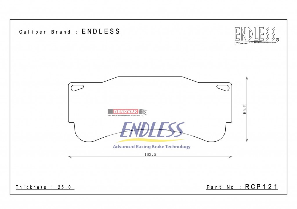 brzdové destičky / brake pads Endless RCP121N35S pro brzdové třmeny / for brake calipers Endless EC6404F02, EC6404FN, 25mm